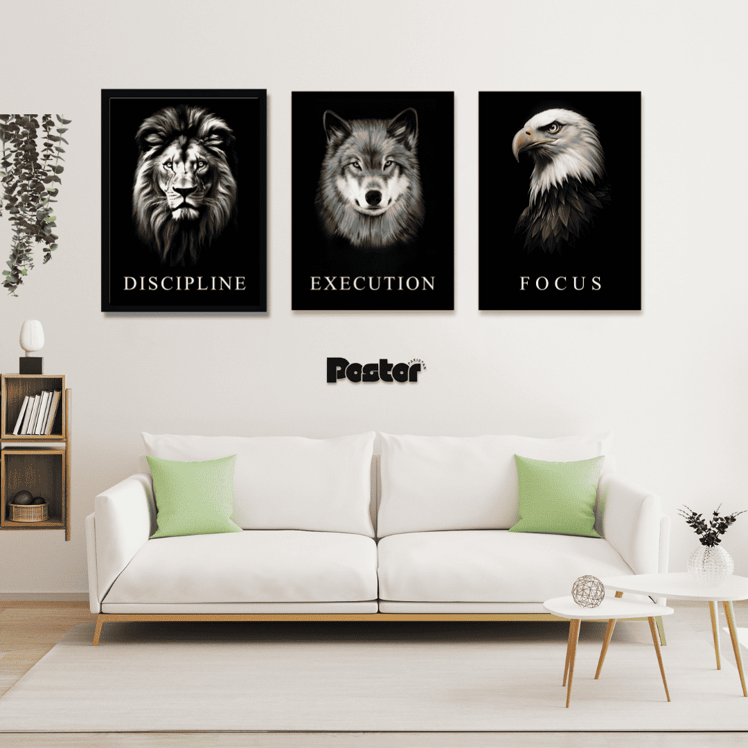 Motivational Wall Art | 3 Framed Animal Posters Set | #P037