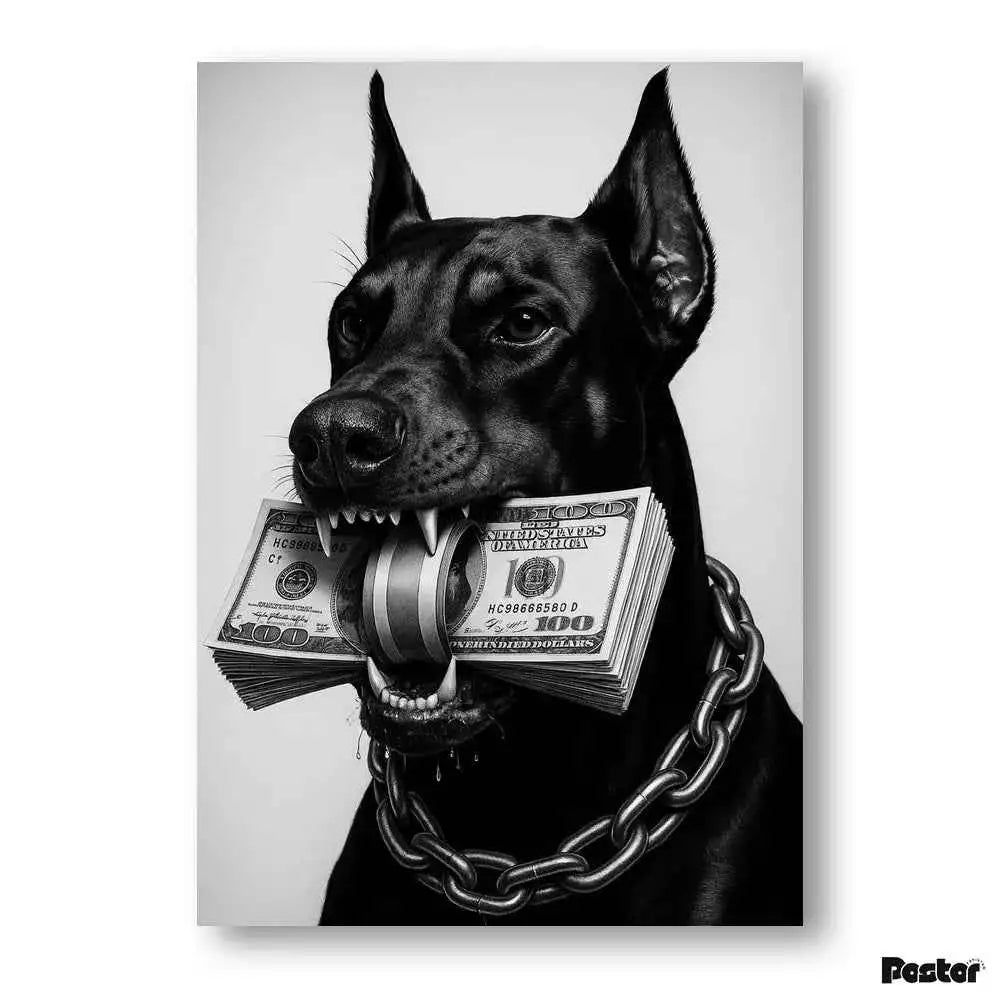Doberman "Money Power" Black & White