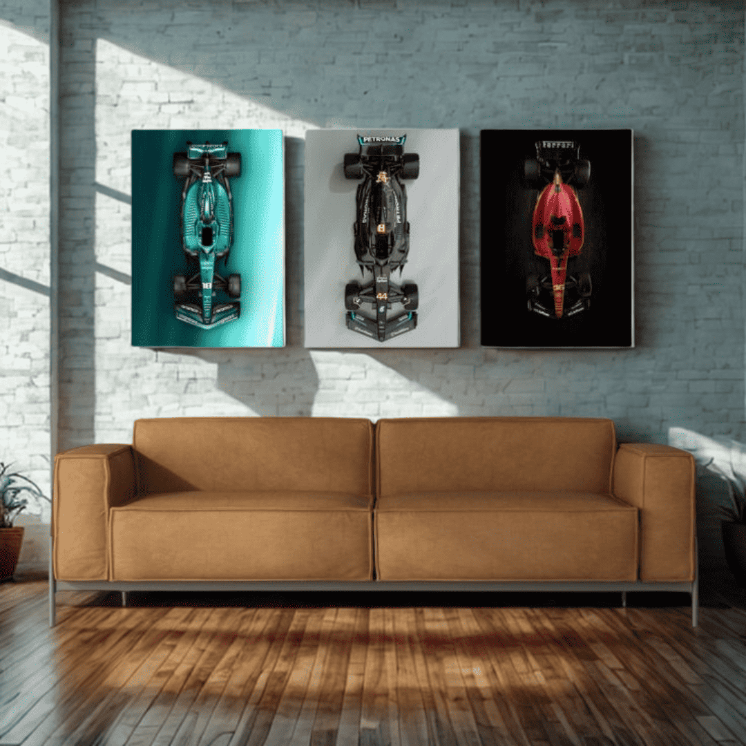 Mercedes & Ferrari Formula 1 Car 3-Piece Framed Poster Set - #P041