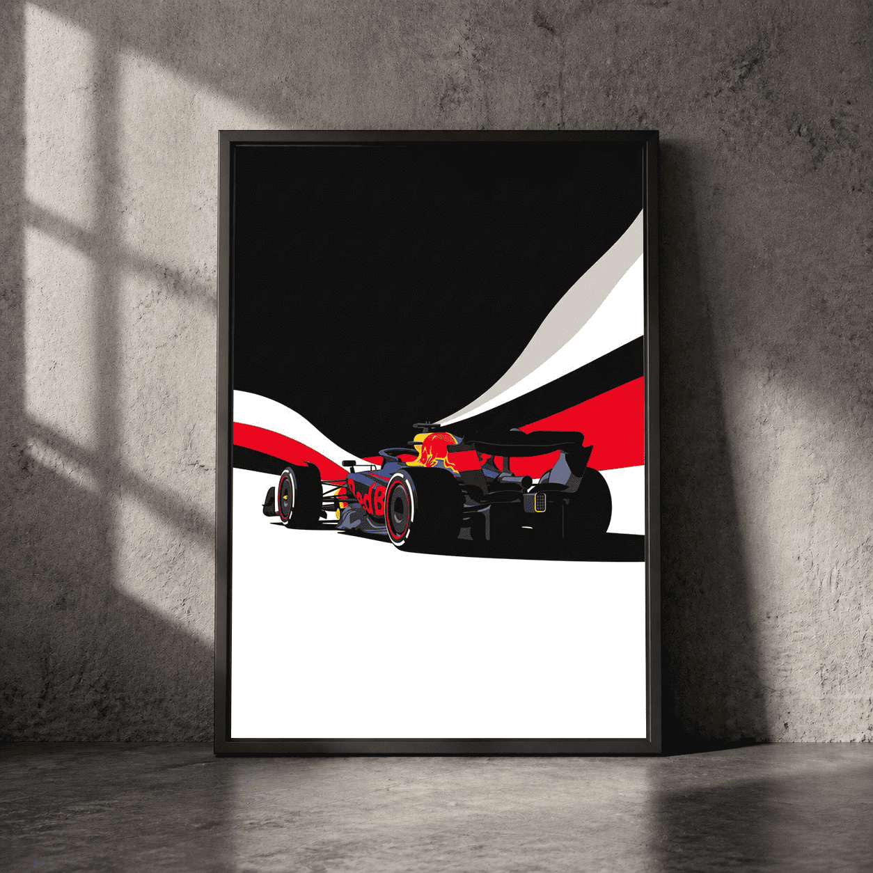 Red Bull Racing F1 Car in Bold Geometric Motion - Postor.pk