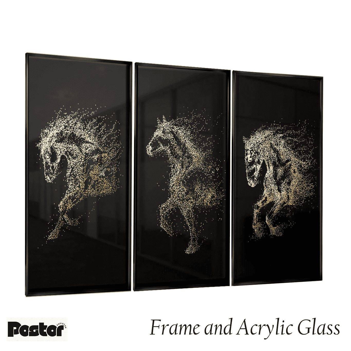 Trio of three Shining Horses - Set of 3 Frames #P108 - Postor.pk