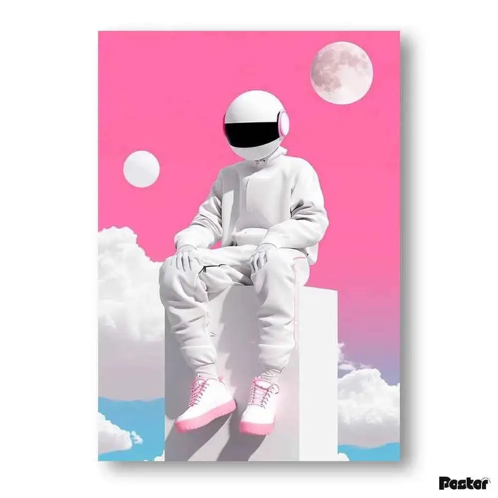 Futuristic Astronaut "Pink Sky" Surreal Digital Art