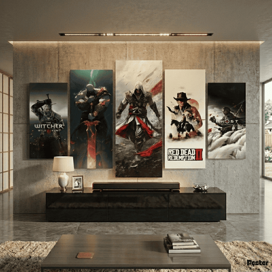 The Gaming Legends Anthology | 5-Panel Multi-Character Split Art #SO29 - Postor.pk