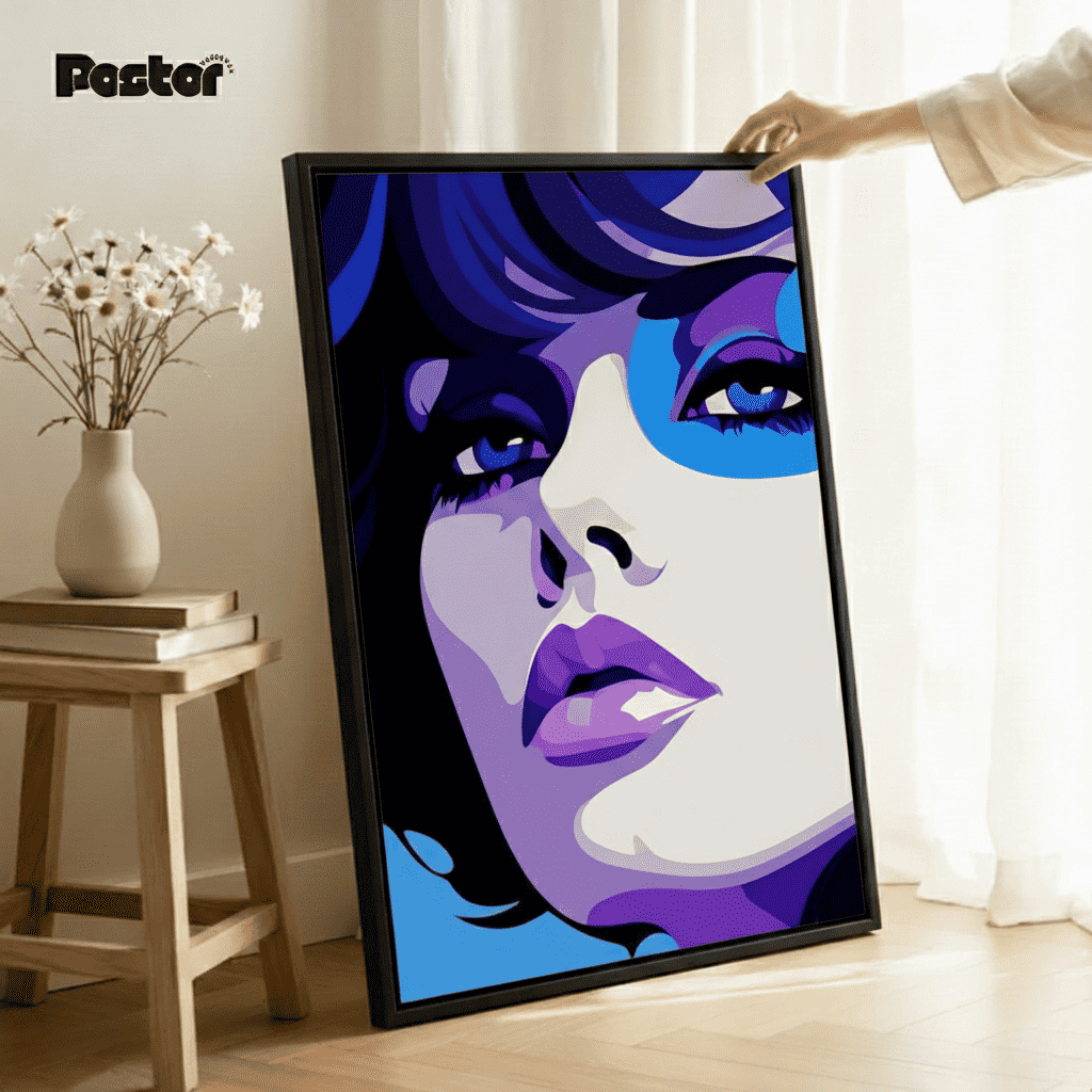 Vibrant Purple and Blue Pop Art Woman - Framed Poster #P116 - Postor.pk
