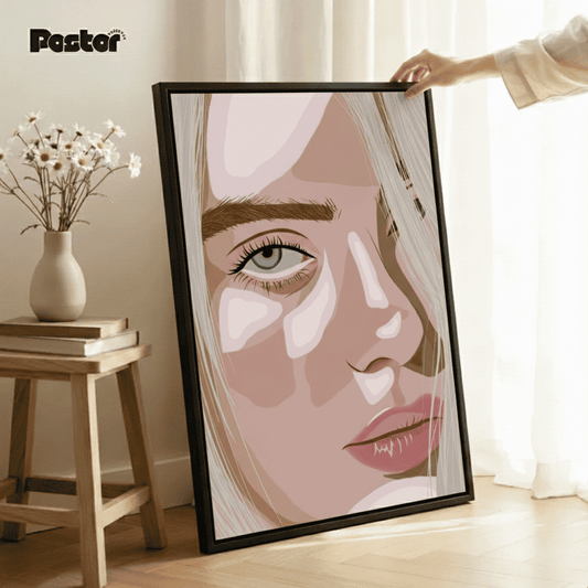 Minimalist Vector Art of Woman with Blonde - Framed Poster #P113 - Postor.pk