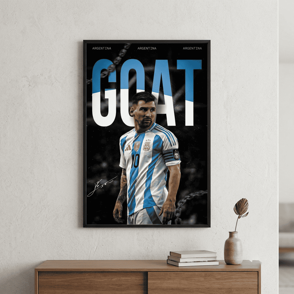 Lionel Messi Argentina GOAT Football Poster