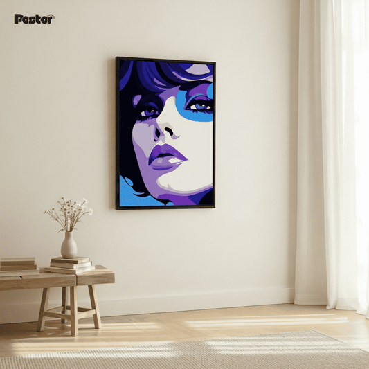 Vibrant Purple and Blue Pop Art Woman - Framed Poster #P116 - Postor.pk