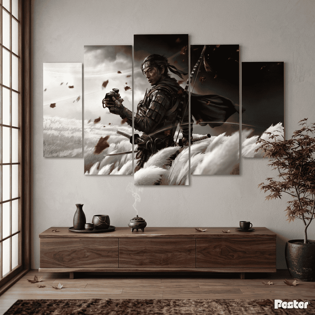 The Ghost of Tsushima | Jin Sakai Samurai Legend 5-Panel Split Canvas Art #S028