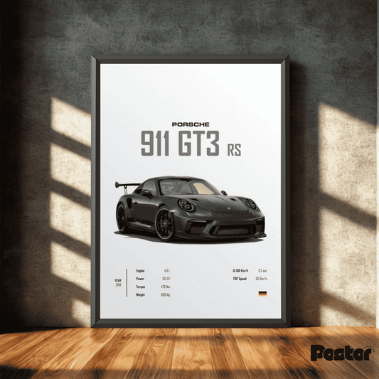 Porsche 911 GT3 RS Vehicle Specs Framed Poster - #P054 - Postor.pk