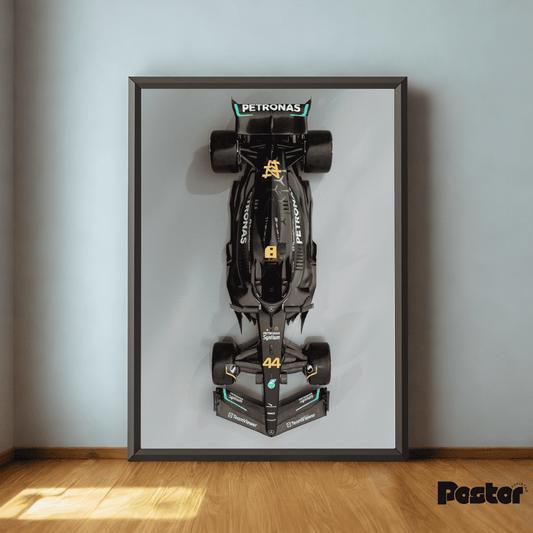 Mercedes-AMG Petronas F1 Car Top View Framed Art Poster - #P043