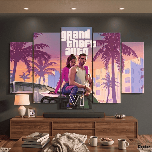 Vice City Nights | Grand Theft Auto VI (GTA 6) 5-Panel Split Art #SO30