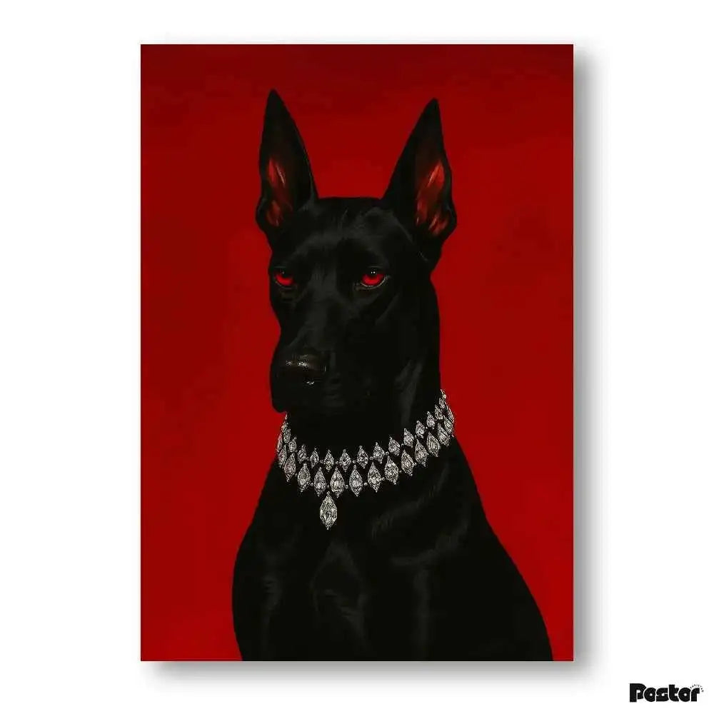 Luxury Black Doberman & Diamond Collar