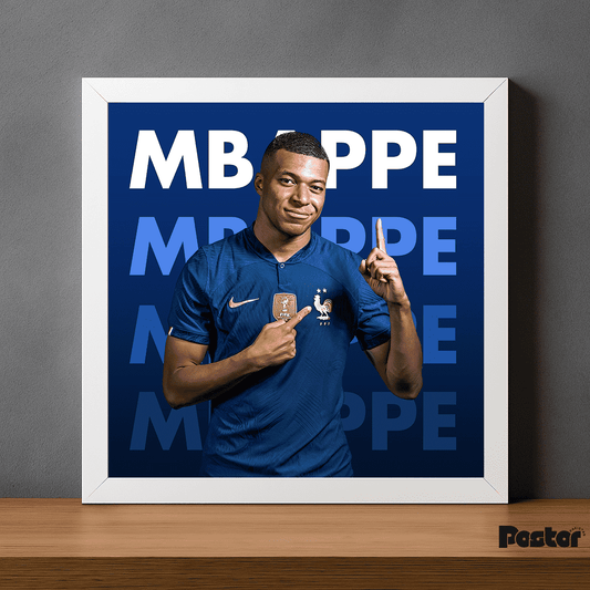 Kylian Mbappé Typography France National Team - Framed Poster - #P098