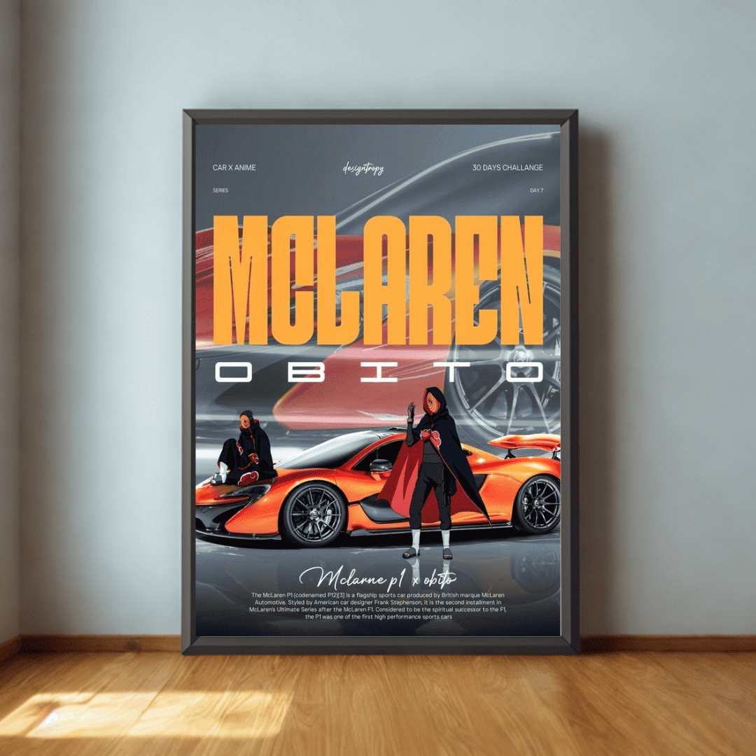 McLaren P1 & Obito Uchiha Anime Art Poster - Postor.pk