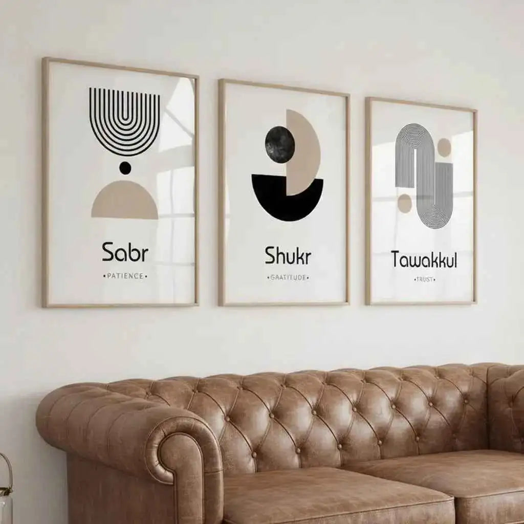Modern Abstract Sabr, Shukr, Tawakkul Wall Art - #P131