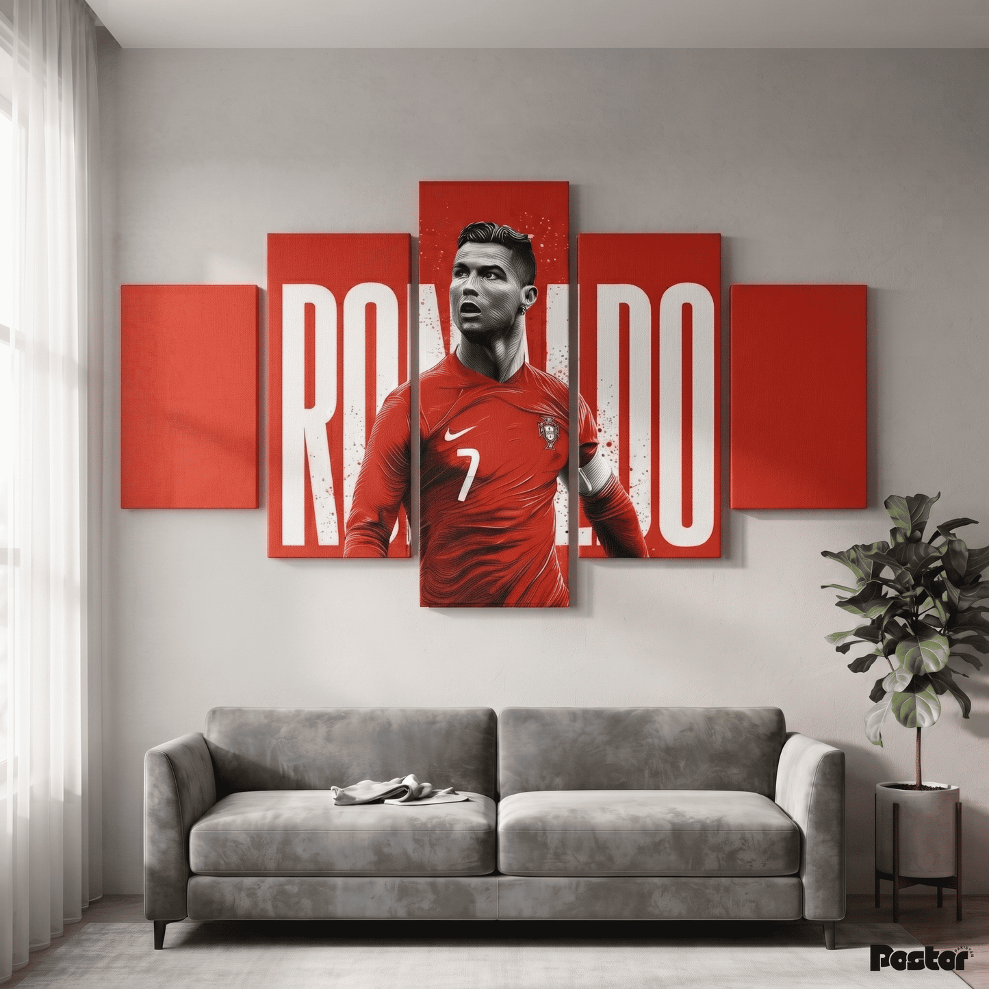 Cristiano Ronaldo Portugal 5 Panel Split Art