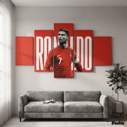 Cristiano Ronaldo Portugal 5 Panel Split Art