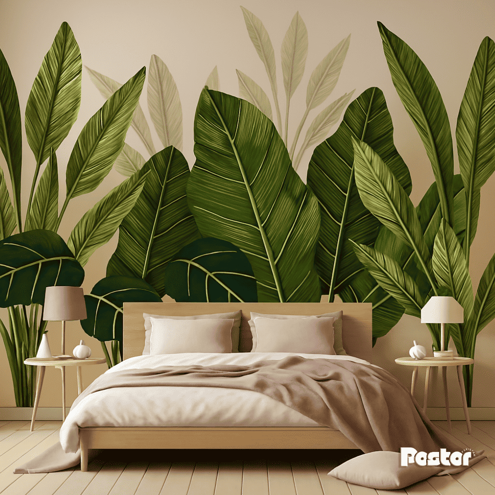 “Verdant Canopy” Tropical Leaf Wallpaper Mural - #W001