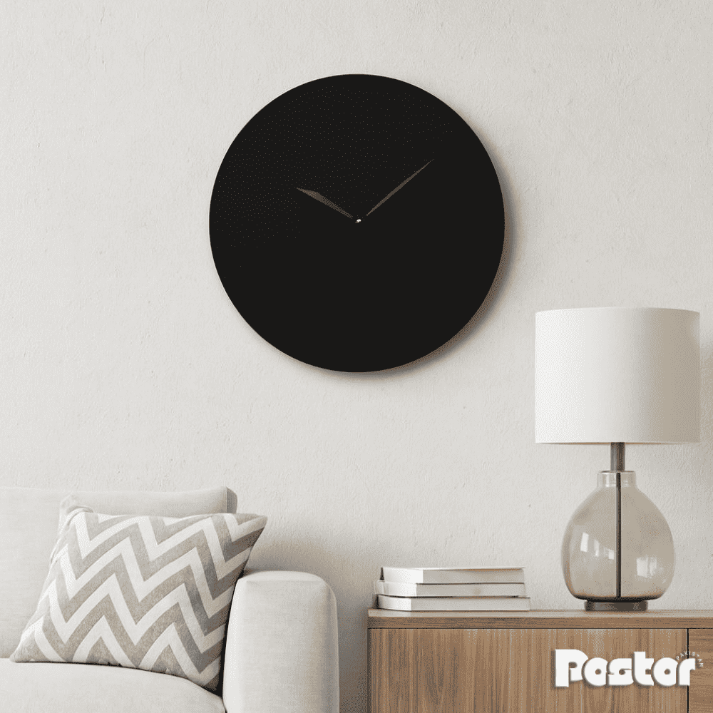 Black Ultra-Minimalist Blackout Wall Clock - #CL004 - Postor.pk