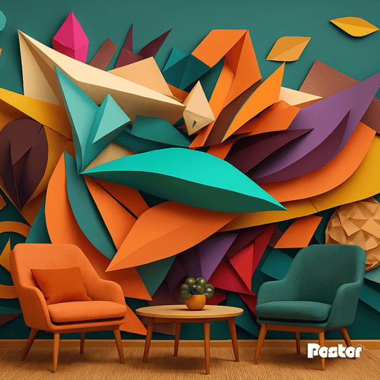 “Kinetic Bloom” Multicolor Abstract Wallpaper Mural - #W002