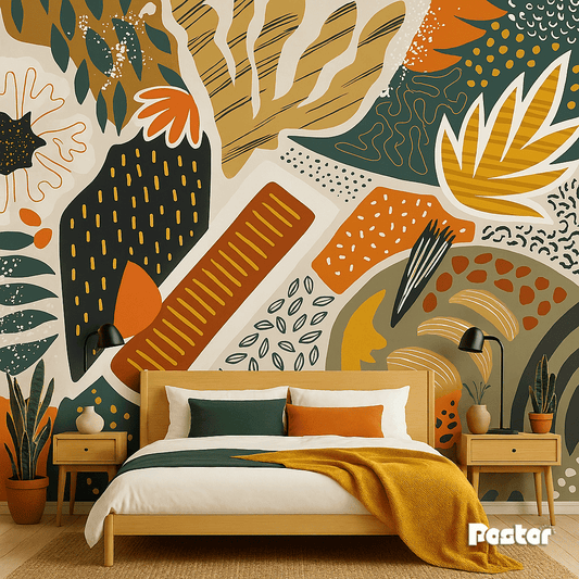 “Abstract Harmony” Modern Geometric Wallpaper Mural - #W007 - Postor.pk