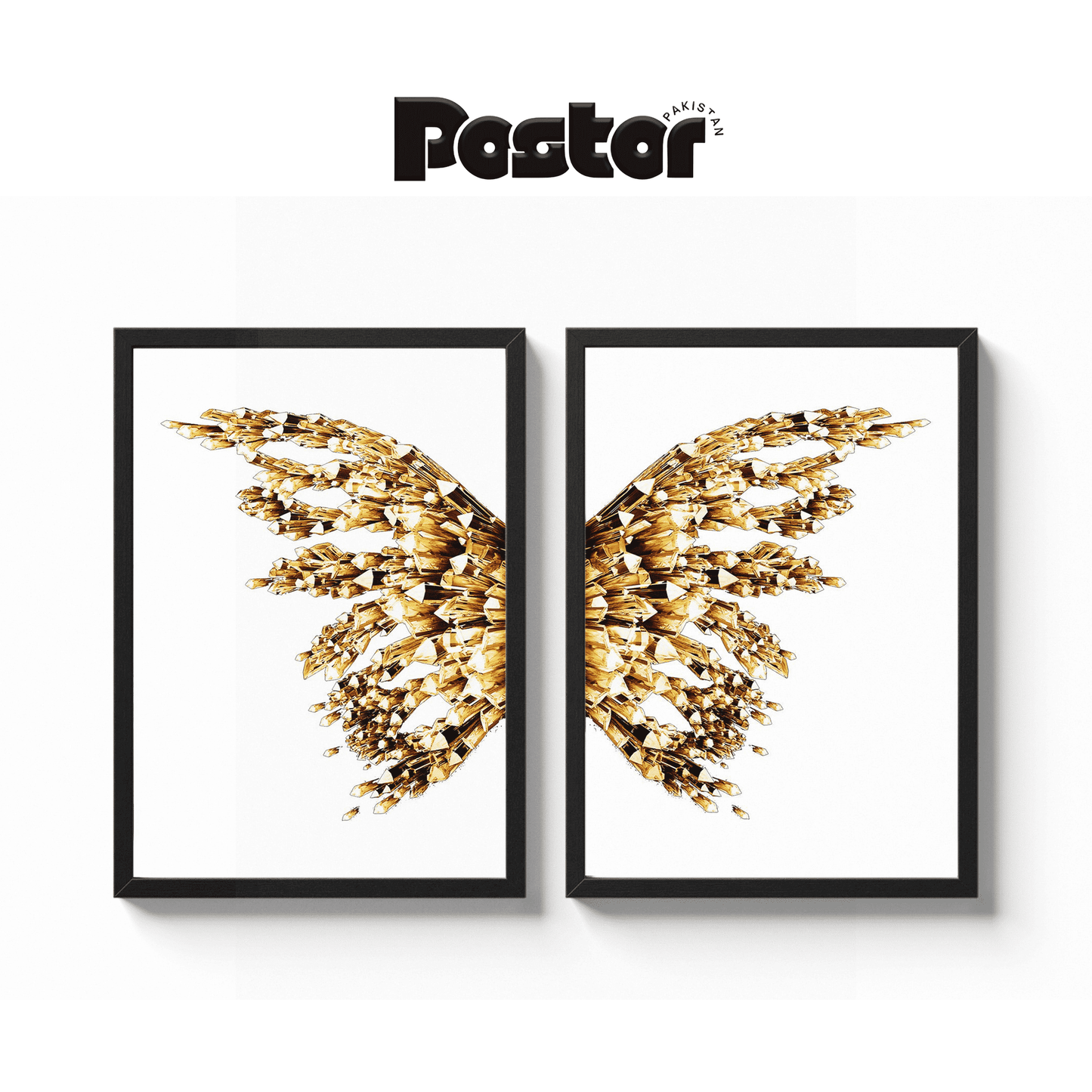 Golden Butterfly Wings 2-Piece Framed Poster Set - #P087