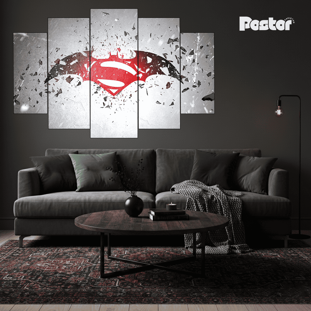 Batman v Superman 'Shattered Rivalry' 5-Panel Canvas Set #S011 - Postor.pk