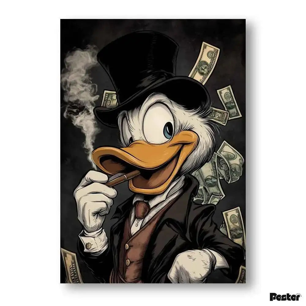crooge McDuck "Money & Cigar" Luxury Art Poster