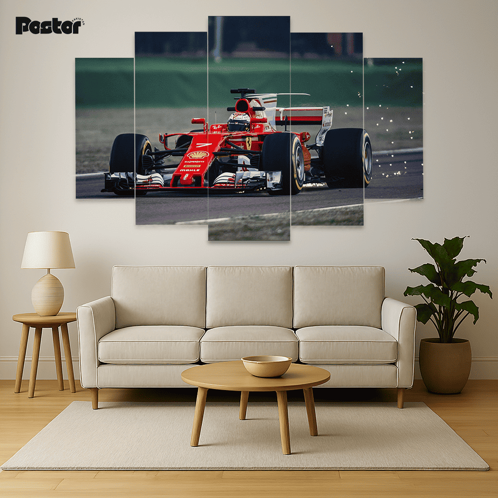 Ferrari F1 'Apex Speed' 5-Panel Canvas Race Art #S012 - Postor.pk