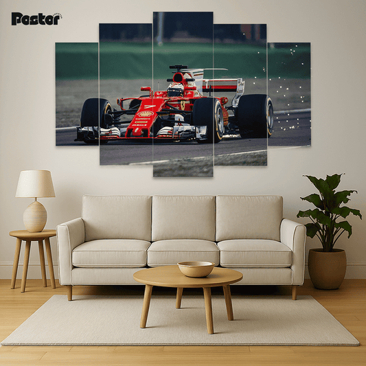 Ferrari F1 'Apex Speed' 5-Panel Canvas Race Art #S012 - Postor.pk