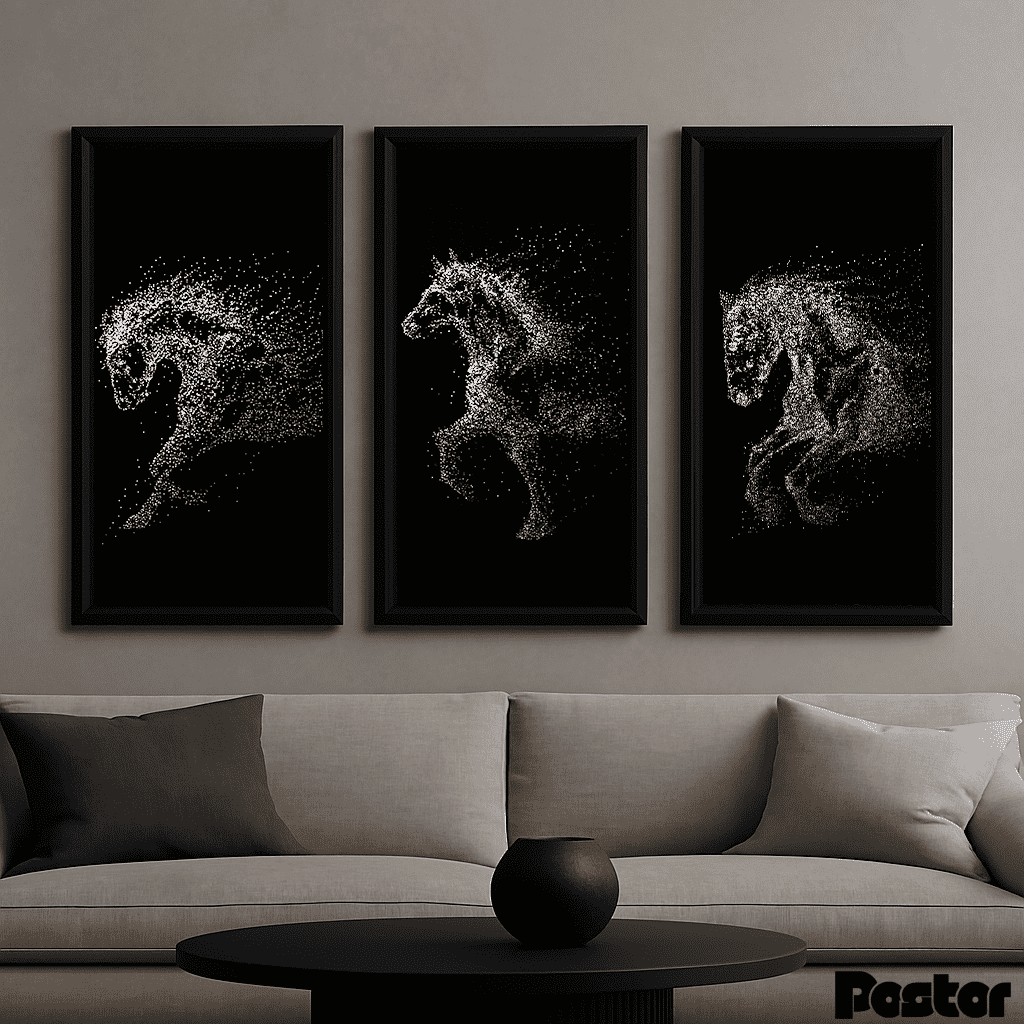 Trio of three Shining Horses - Set of 3 Frames #P108 - Postor.pk