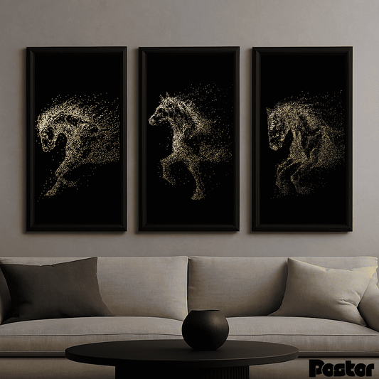 Trio of three Shining Horses - Set of 3 Frames #P108